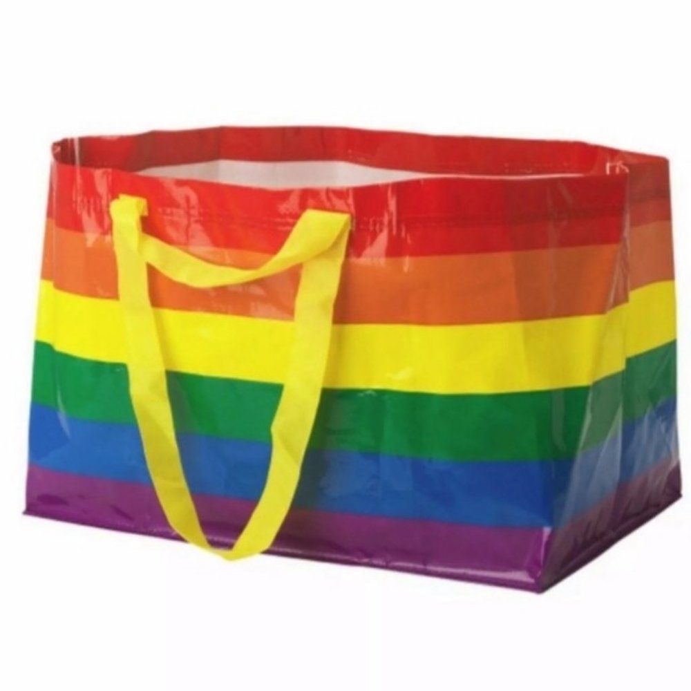 NEW Limited IKEA Pride Rainbow Large Glossy Tote Unisex Maxi Travel